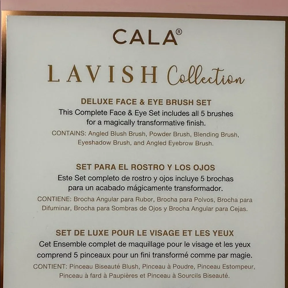 CALA Rose Gold Lavish Collection 5 pc Face & Eye Brush Set